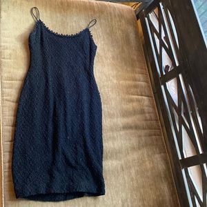 Vintage Jeanne Alexander black cocktail dress textured